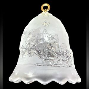 Mikasa “Silent Night” Frosted Crystal Glass Christmas Bell Decoration Like New